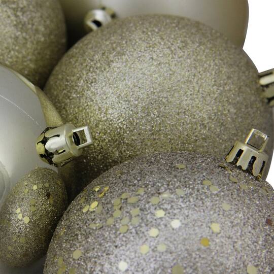 12ct. Champagne Gold Shatterproof Christmas Ball Ornaments Set